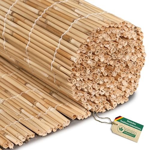 Hiss Reet Schilf Sichtschutz | Schilfrohrmatte EXKLUSIV | 200 x 300 cm | Natur Schilfmatte | Sichtschutzmatte & Windschutz für Balkon, Terrasse, Zaun & Garten | Für Indoor & Outdoor