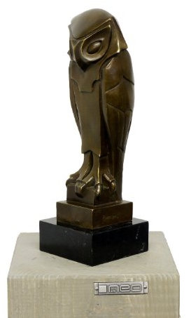 Kunst & Ambiente - Bronzefigur - Abstrakte Eule - Uhu - Umberto Boccioni Skulptur - Futuristische Eule Figur
