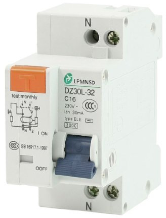 sourcing map AC 230V 16A 1 pôles 1P ELCB Protection Contre Les surcharges disjoncteur Fuite à Terre