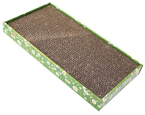 Croci - Árbol de Gato de cartón, 2 Capas Reversibles, con Patas Antideslizantes, incluida Bolsa de Hierba para Gatos, Estilo Fiori, 45 x 25,5 x 5 cm