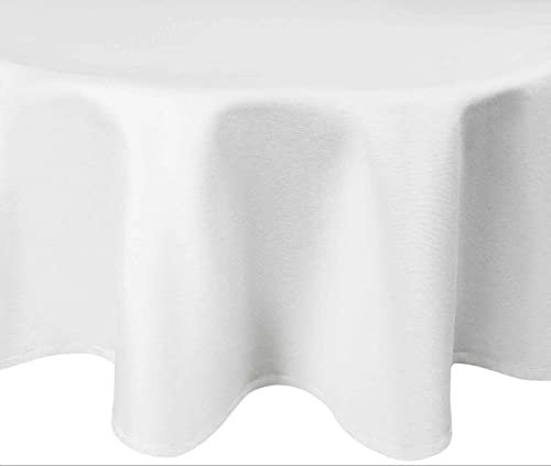 Damast Tischdecke Größe wählbar - Gastro Edition Weiss 100% Baumwolle Farbe und Form wählbar (120 Rund, Weiss)