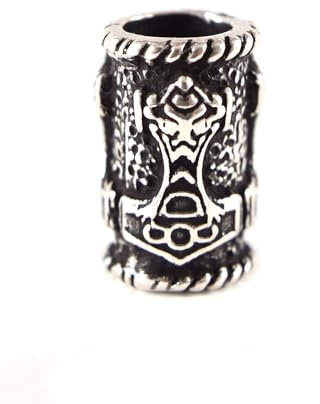 Battle-Merchant Bartperle Wikinger/Dreadlockperle mit Thorshammer aus echtem Silber - Innendurchmesser 6mm