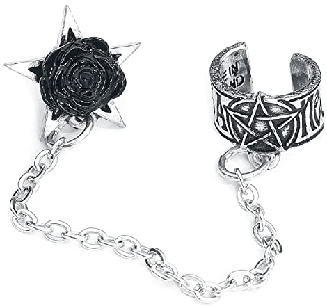 Alchemy Gothic Rosa Nocta Earcuff Frauen Ohrklemme silberfarben