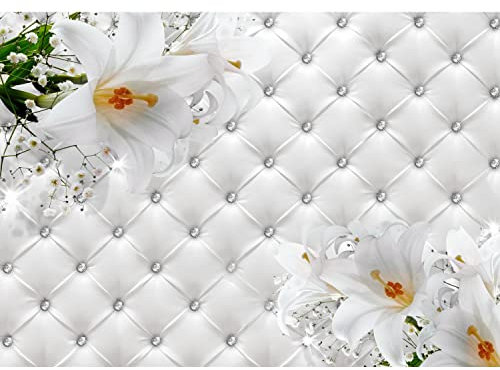 Runa Art Fototapete Blumen 3D Lilien Modern Vlies Wohnzimmer Schlafzimmer - Made in Germany - 308 x 220 cm Weiss 9185010a