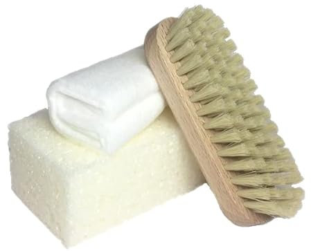 KERALUX Zubehör Set Bürste Schwamm Pflegetuch. Tuch aus Recyclingmaterial. Von LCK