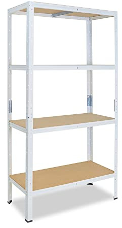 shelfplaza Home 155x100x30cm Schwerlastregal weiß mit 4 Böden x 175kg | Kellerregal · Lagerregal · Metallregal · Regale für Kellerraum · Steckregal · Abstellraum Regal