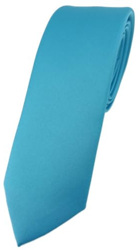 TigerTie Herren Krawatte – schmale 5,5 cm Krawatte in türkis einfarbigem Design, ideal für Geschäftstermine, festliche Anlässe und die Freizeit