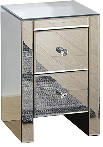 GFW Mirrored 2 Drawer Slim Chest Clear