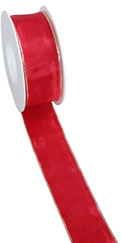 Schleifenband rot Taftband Drahtkante Lurexkante Geschenkband Dekoband Schleifenband Weihnachten Adventskranz Deko 3331-40-25-7