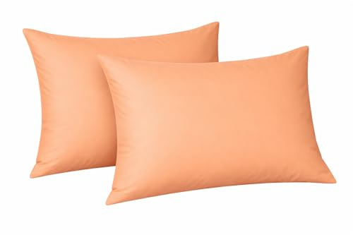 Plain dyed polycotton Housewife pair of pillowcases, Available in 20 (Peach)