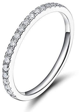 Zakk Eternity Ring Damen Ewigkeitsringe Vorsteckring Schmal Silber 925 Zirkonia Verlobungsringe Eheringe Trauringe Memoire Ring (Silber,51 (16.2))