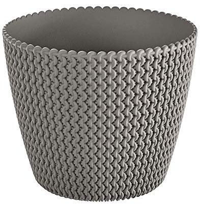 Maceta redonda 5L Prosperplast Splofy de plastico en color gris, Ø21,8 x 18,4 cm