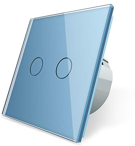 LIVOLO Blaue Serie Lichtschalter Steckdosen Glasblenden Touch für Kinderzimmer Pink Bunt blau Lichtschalter Wandschalter Glasrahmen Glas Blende (Rolladenschalter 2 Fach VL-C702W-19)