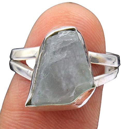 Roher Aquamarin 925 Sterling Silber Ringe für Frauen, Aqua Brautjungfern Ringe, Rohe Edelstein Ringe, Statement Ringe, Lünette Set Handgefertigte Ringe Muttertagsgeschenk