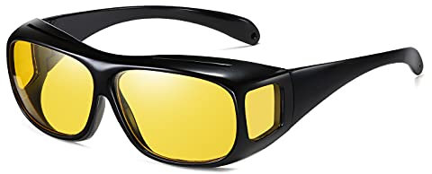 (Coffret cadeau) Lunettes de conduite de Vision nocturne polarisées adaptées aux lunettes de Wrap Arounds lunettes de soleil lentille jaune
