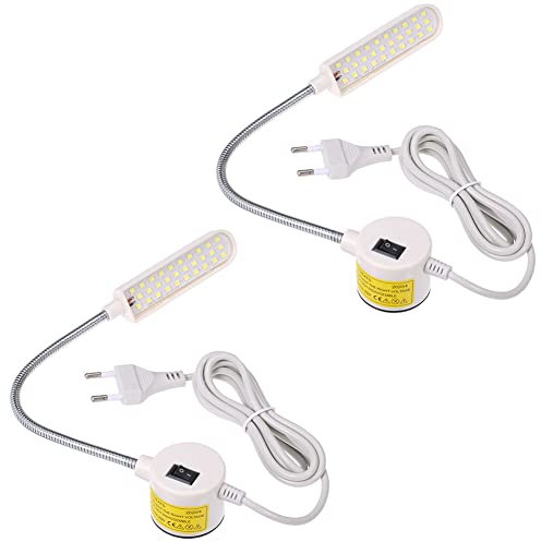 Lixada 6 W LED-Nähmaschine, feste Basissampe, flexibles Schlauchdesign, Gänsehalsdesign, für Hausarbeiten (2 Stück)