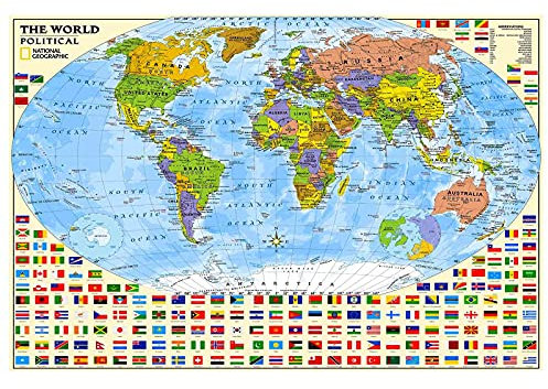 PAYOHTO Political World Map Jigsaw Puzzle 1000 Pieces for Adults Kids or Teens with 197 Countries International World Flags Puzzle Educational Toy