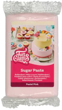 FunCakes Pâte à Sucre Pastel Pink: Facile à utiliser, lisse, flexible, douce et pliable, parfaite pour la décoration de gâteaux, Halal, casher et sans gluten. 250 g, 20 cm