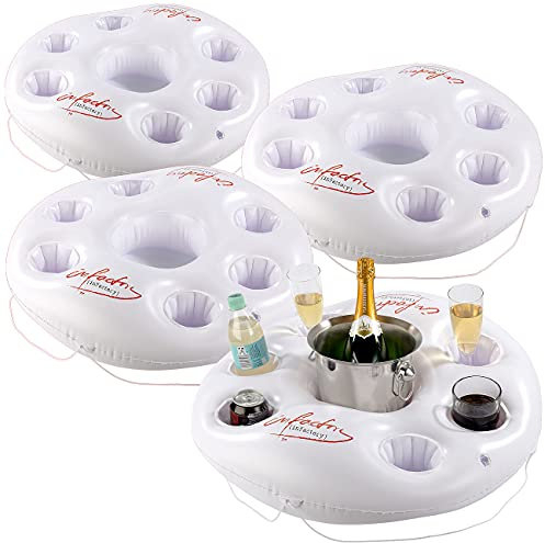 infactory Poolbar aufblasbar: 4er-Set aufblasbare Getränkehalter im Rettungsring-Design, Ø 14,5cm (Aufblasbarer Bierhalter für Pool, Getränkehalter für Pool, Flaschenhalter)