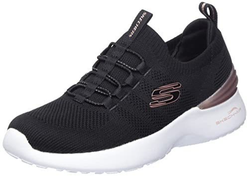 Skechers Skech-Air Dynamight-Rich Glow, Zapatillas Mujer, Black Knit/Rose Gold Trim, 40 EU