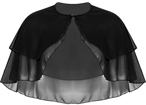 TiaoBug Damen Chiffon Stola Schal Poncho Vorne Kurz Hintern Lang Umhang Cape asymmetrisches Oberteil über festliche Kleider Brautkleid Accessoire