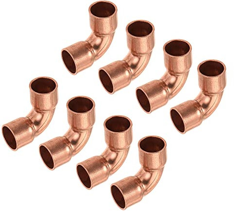 sourcing map 8 Stück 90 Grad Kupfer Bogen Rohrverschraubung Löt Bogen für HLK Kühlgeräte 5/16 Zoll ID