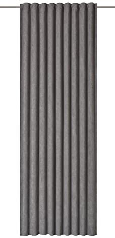 Elbersdrucke Gardine mit verdeckten Schlaufen Cord 07 grau Blickdicht 255x140cm 201999 Vorhang für das Wohnzimmer Schlafzimmer Küche Flur Kinderzimmer