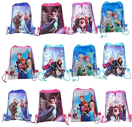 Partytüten Froze,12 Stück Mitgebsel Kindergeburtstag Gastgeschenke Tüten, Kordelzug Rucksack Bag,Kinder Kordelzug, Kordelzug Party Yasche,Party Geschenktüten für Kindergeburtstag