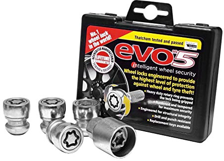 BITS4REASONS - NEW MODEL E TECH EVO5 COMPATIBLE WITH HONDA O/E MK5 QUALITY ANTI-THEFT LOCKING WHEEL NUT SET (4 NUTS AND KEY) M12 x 1.5 19X R12 - SILVER