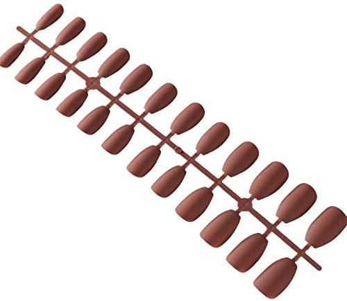 Faux Tips Ultra Mince Show Unique Charm Plastique Mix Taille Full Cover Faux Ongles Courts Ornement Manucure Accessoire Marron Clair