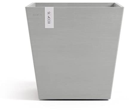Ecopots Blumentopf Rotterdam Weiß Grau - 20 x 20 cm quadratisch klein - Pflanzentopf aus Recycling Kunststoff - Übertopf modern für Indoor und Outdoor