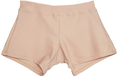 Tanz-Shorts für Mädchen, Gymnastik, Sport-Shorts, glitzernd, Tumbling-Hose, Elastan, hautfarben, 11-12 Jahre