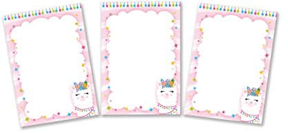 12 Mini-Notizblöcke Lama Mitgebsel für Kindergeburtstag Gastgeschenke für Mädchen Mädchengeburtstag / A7-Format