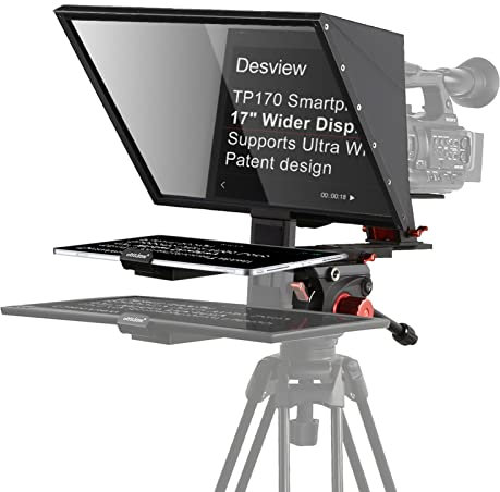 Karlak TP170 Tragbarer Teleprompter Prompter Smartphone/Tablet/DSLR-Kamera Universal mit Fernbedienung Tragetasche für Interview Bühne Rede Live Streaming Online Video Vlog