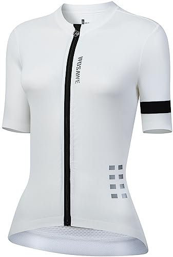 WOSAWE Damen Radtrikot Kurzarm Atmungsaktiv Schnelltrocknend Fahrradtrikot Sommer Rad Tops (Schwarz, XL)