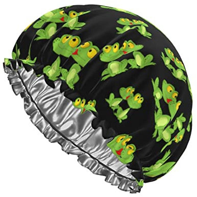 Frosch Duschhaube für Frauen Mädchen Elastisches Band Bad Haar Hut für Damen Spa Salon