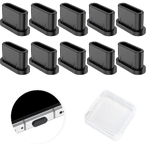 HORREX 10 Stück USB-C Staubschutz-Stöpsel Schutzkappe Smartphone Silikonabdeckung USB C Staubschutz Kompatibel mit Samsung Galaxy Google Pixel Xiaomi Redmi Airpods Typ C Port Antistaub-Stecker-Schutz