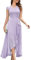 Bbonlinedress Abendkleider elegant für Hochzeit V-Ausschnitt Spitze Chiffon Vokuhila Abschlusskleider lang Brautkleid Lavender XL