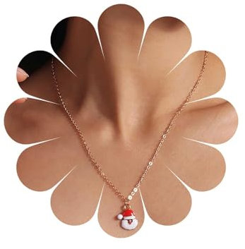 Inateannal Vintage Weihnachtsmann Halskette Weihnachtsmann Halskette Gold Anhänger Halskette Kette Emaille Weihnachtsmann Halskette Schmuck Für Frauen Und Mädchen