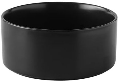 Welloyed 6'' Ceramic Dog Bowl - 30Oz Classic Dogs Food & Water Bowl for Small and Medium Breed Dogs, Heavy Duty Non-Slip Dog Dishes, Food Grade Stoneware Pet Bowl, Dishwasher & Microwave Safe, Black