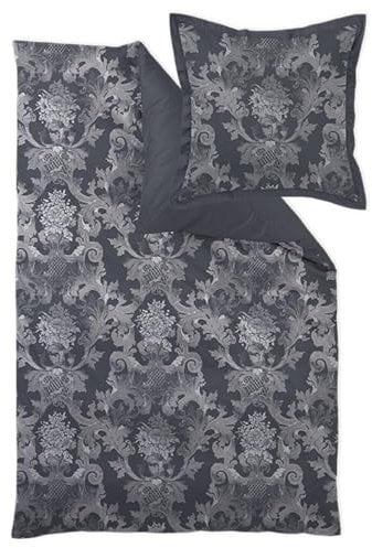 Curt Bauer Mako-Brokat Damast Bettwäsche Louis XIV schattengrau 1 Bettbezug 140 x 200 cm + 1 Kissenbezug 70 x 90 cm