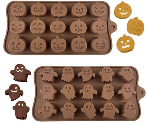 Vordpe 2 Moldes de Silicona para Halloween - Galletas, Magdalenas, Chocolate, Goma, Dulces - Cocina, Bricolaje
