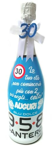 BOTTIGLIA Spumante colorata con scritta ed emoticon personalizzabili, Fiocco con dettaglio unico da scegliere in fase di personalizzazione