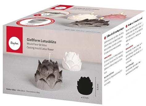 Rayher Silikon Gießform Lotusblüte, 5,5 cm ø, Höhe 5,5 cm, zum Ausgießen mit Kreativ- Beton, Raysin-Gießpulver, Resin Gießharz, Wachs, Seife, 36147000