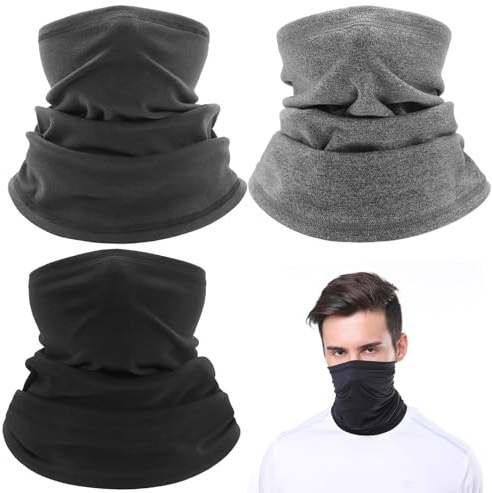 MUNSKT 3 Stück Unisex Halswärmer, multifunktional, Radfahren, winddicht, Halswärmer, Schal, Gesichtsbedeckung, Bandana, Gesichtsmaske, Skimaske, UV-/Staubschutzmaske, Gesichtsabdeckung für Männer und