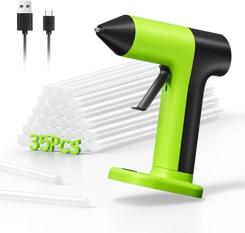 Pistola Colla a Caldo Senza Fili Con 5000 mAh Batterie, 4V Mini Professionale Con 35pcs 7mm Colla Stick, Riscaldamento Rapido, On/Off, Adatta per DIY