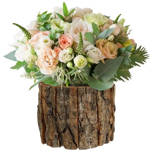 Kisangel Vaso Fiori Legno Naturale Contenitore Decorativo Per Piante Stile Rustico Per Interni Ed Esterni Di Per Decorazioni Uniche
