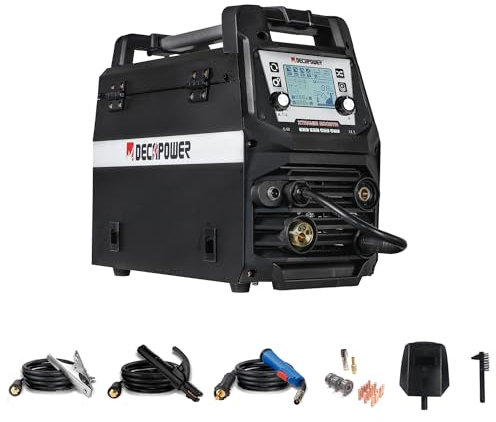 Decapower Saldatrice MIG MAG Sinergy MMA LIFT DC TIG 4 in 1 senza gas con gas Argon Co2 Saldatura 200A Saldatura alluminio Attrezzature di saldatura SPOOL GUN (XTRAMIG-200 SD PACKAGE 1)
