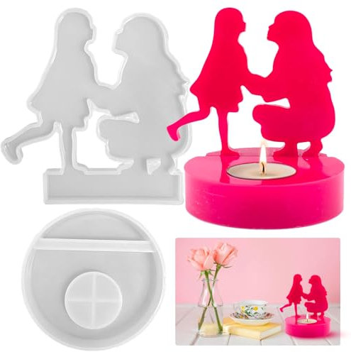 Moule en silicone - Bougeoir rond en silicone - Bougeoir rond - Moule à bougie chauffe-plat - Moule en silicone - Pour la fête des mères, un anniversaire, un cadeau DIY - Moule en résine