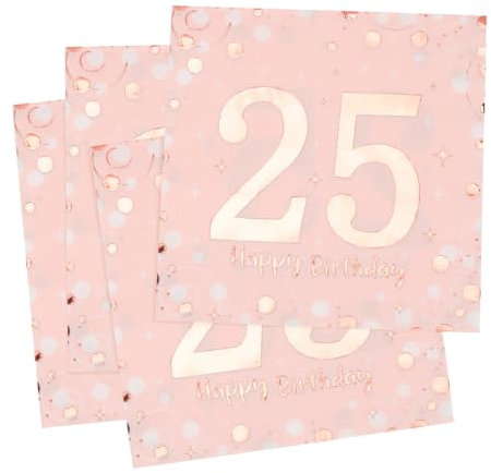 Servietten 25. geburtstag, 30 Stück Rosa Geburtstags Servietten, Happy Birthday 25 Servietten, 3-Lagig Milestone 25 Tischdekoration Papierservietten für Frauen Geburtstag Feiern Party Jubiläum